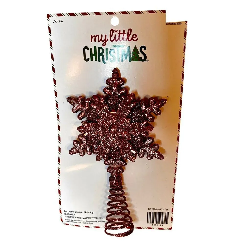 Pink Snowflake Mini Tree Topper Christmas Glitter Decor Metal Spiral New W Tags